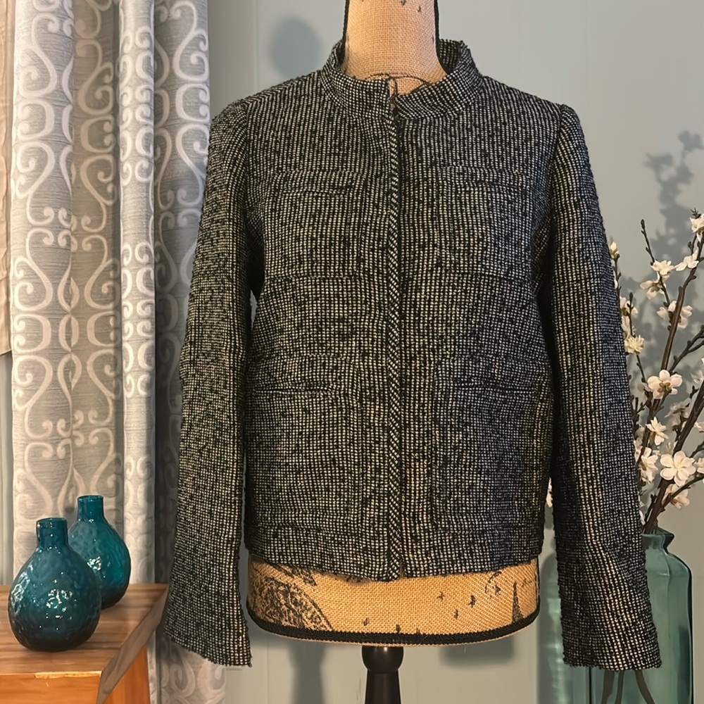 J Crew Metallic Tweed Cropped Blazer Jacket